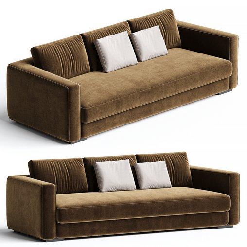 Praddy GLENN ML360 sofa lakier czarny tkanina SAFETY VELVET