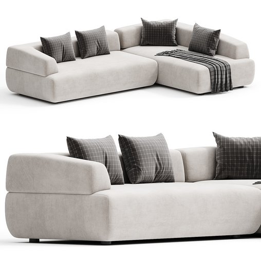 ITALO Sofa with chaise longue By Minimomassimo 3d model Download  Buy 3dbrute