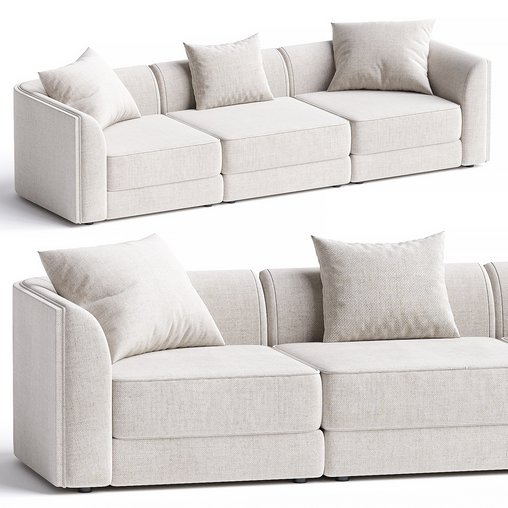 Maura Modular 3 Piece Sofa 3d model Download  Buy 3dbrute