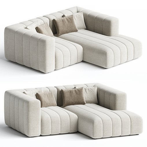 Langham Channeled 2 Piece RAF Sectional, Napa Sandstone