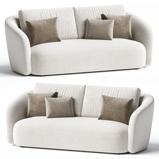 Ellipse Oatmeal 3 Seater Sofa 3d model Download  Buy 3dbrute