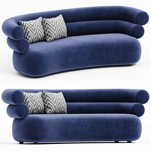 Loopo TUBE MIDNIGHT BLUE VELVET SOFA