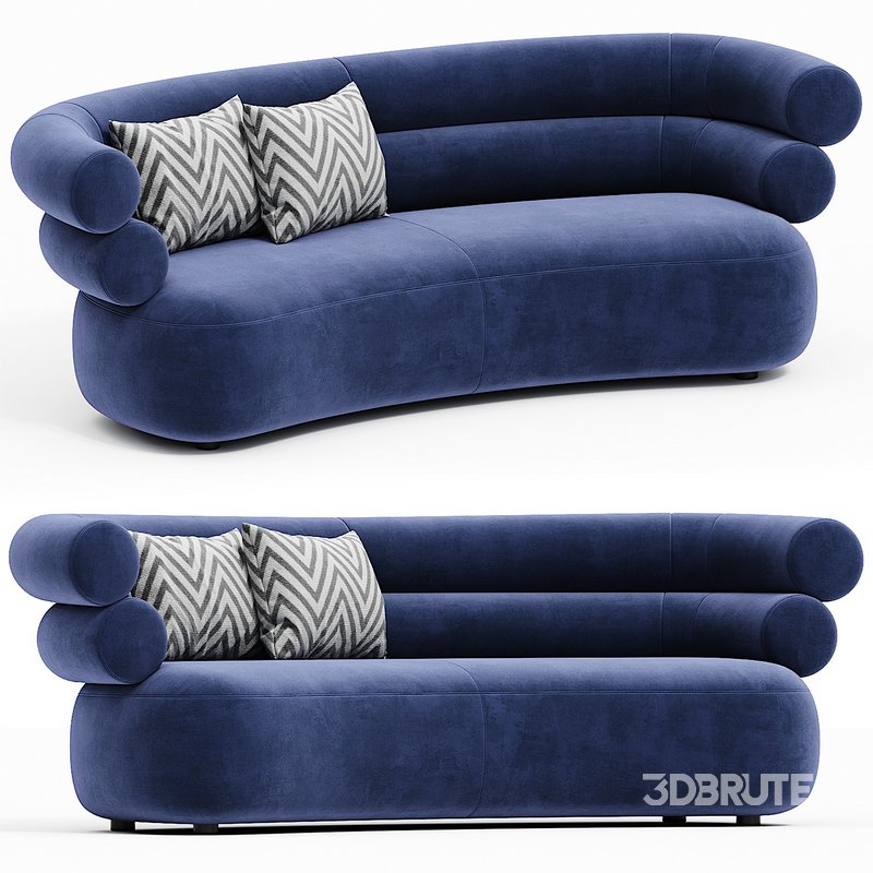 Loopo TUBE MIDNIGHT BLUE VELVET SOFA