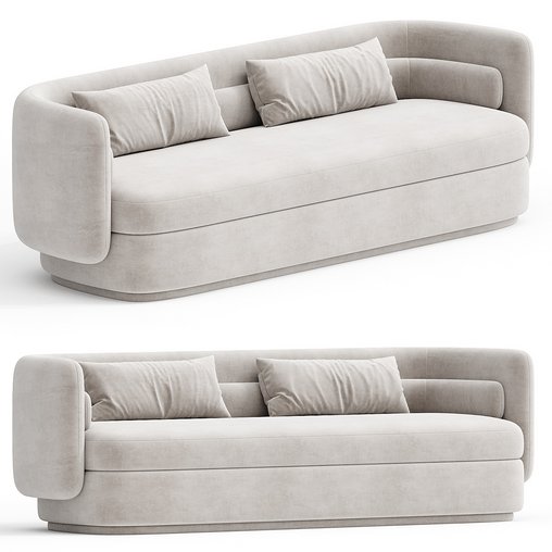 Gray Boucle Contemporary Sofa