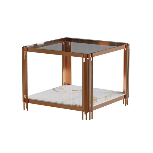 Wide Square Glass End Table