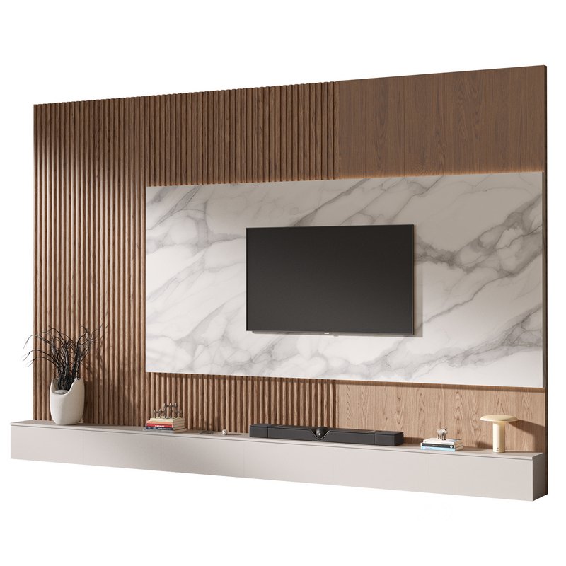 TV wall set 01 3d model Buy Download 3dbrute