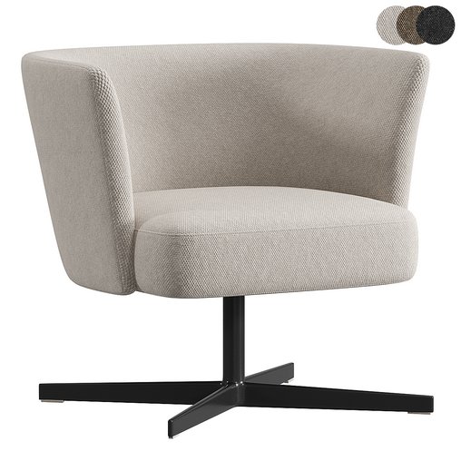 VELOUR Easy chair with spoke base By La Cividina