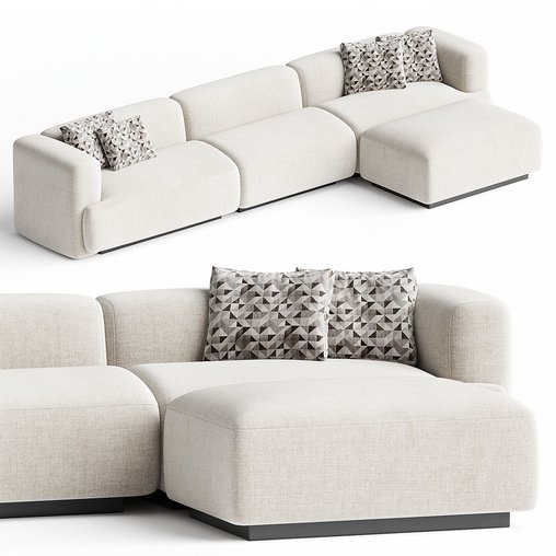 TERRAIN 4-PIECE L-SHAPED IVORY BOUCLE SECTIONAL SOFA 3d model Download  Buy 3dbrute