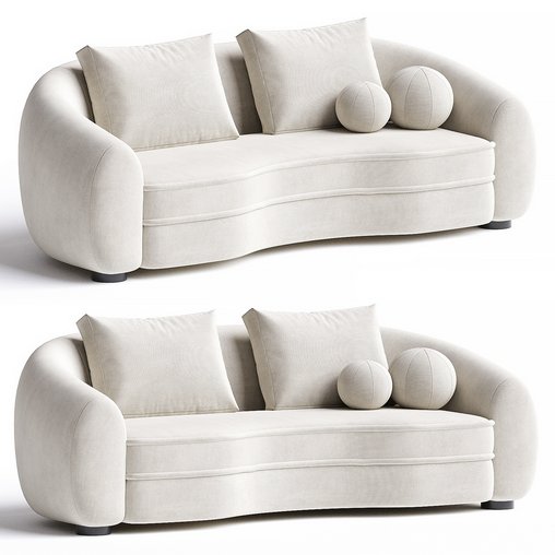 Sofa Eichholtz Sofa Freud Boucle cream 3d model Download  Buy 3dbrute