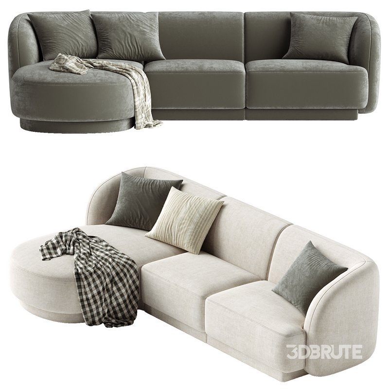 3.5-seater corner sofa Miley left velvet 3d model Buy Download 3dbrute