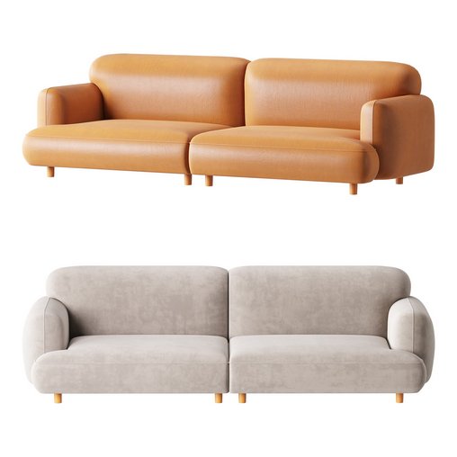 Modern Faux Leather Sofa-2 3d model Download  Buy 3dbrute