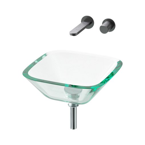 Square Glass Bathroom Vessel Sink with Drain Mini Bath Bowl 3d model Download  Buy 3dbrute