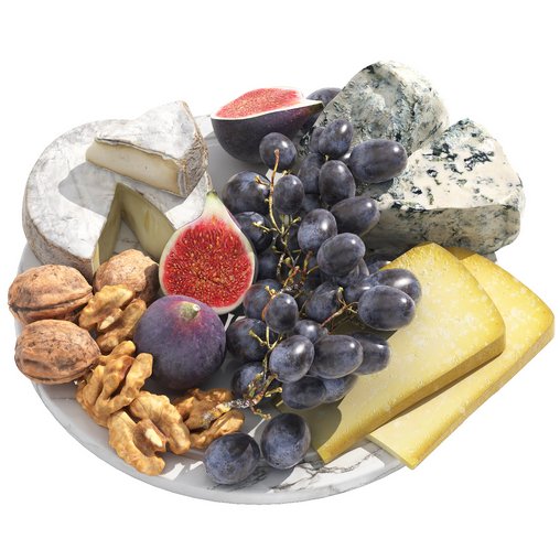 cheese plate with grapes figs and walnuts