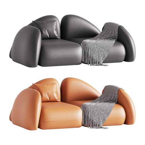 Modern Black Leather Armrest Standard Sofa 3d model Download  Buy 3dbrute