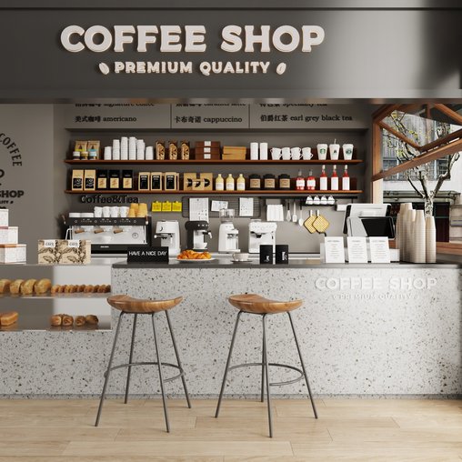 Modern coffee shop 3d model Buy Download 3dbrute