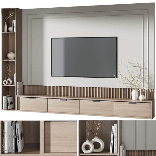 TV wall decor set16 3d model Download  Buy 3dbrute