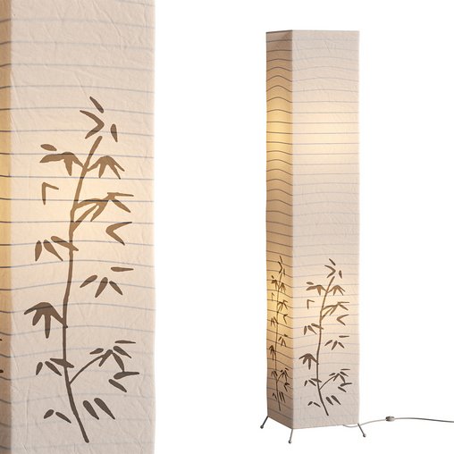 Bamboo printed white paper floor lamp