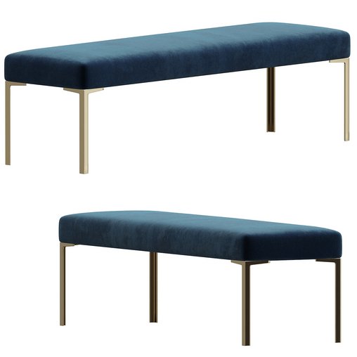 Astor 60 Brass Bench in Navy Velvet by Montage