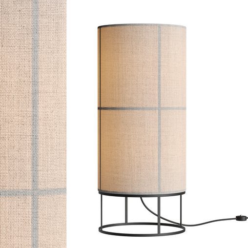 Hana 1 Light Table Lamp in Black with Natural Linen Shade