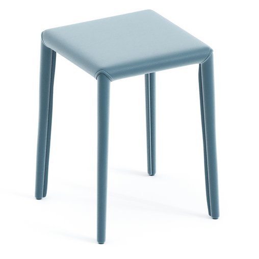 Modern Upholstered Metal Accent Stool with Backless Design and Stackable Legs