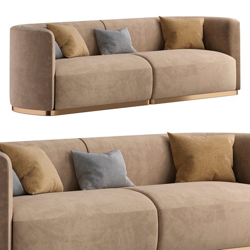 Contemporary Hand Tailored Sofa with Round Edges 2