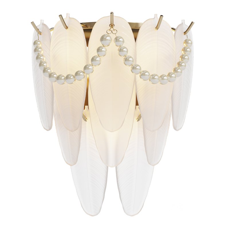 French Pearl Feather Wall Lamp