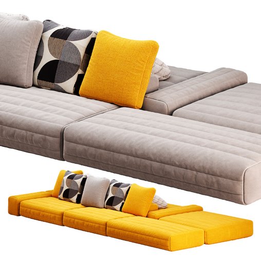 Gervasoni Samet Modular Sofa 3d model Download  Buy 3dbrute