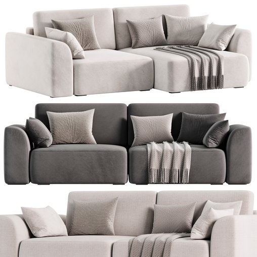 Sofa Space Soft Beige 3d model Download  Buy 3dbrute