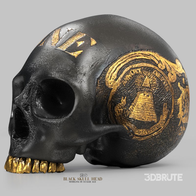 black skull head 3d model Buy Download 3dbrute