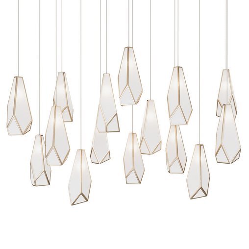 Glace White 15-Light Linear Multi-Drop Pendant