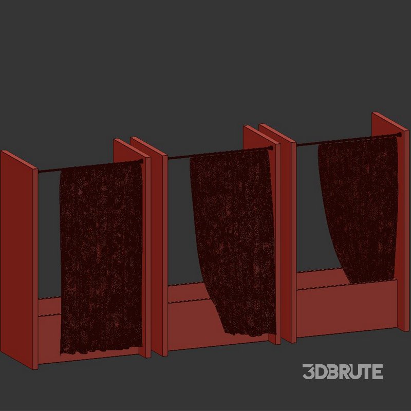 Bathroom Curtain 3 Set - 3dbrute : 3dmodel furniture and decor