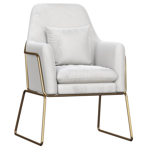 Gray Velvet Accent Chair Modern Upholstered Arm Chair with Gold Legs Pillow Included