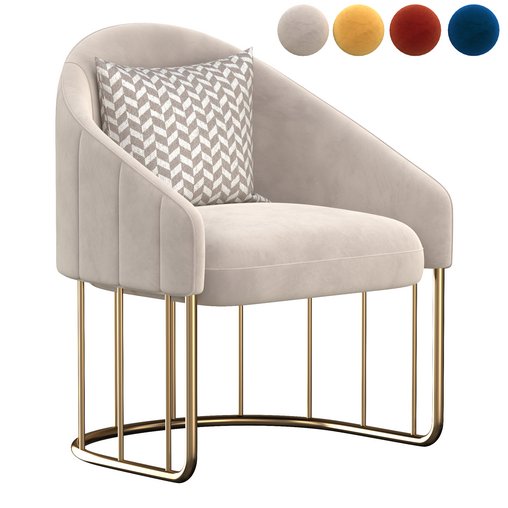 Modern Accent Chair Velvet Upholstered Chair Gold Base