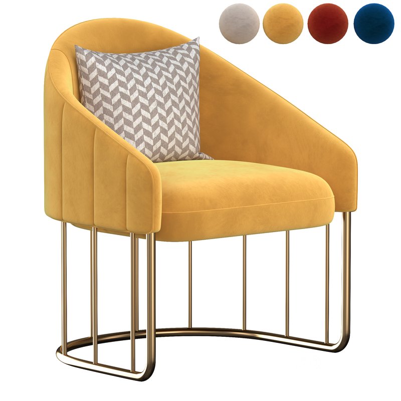 Modern Accent Chair Velvet Upholstered Chair Gold Base