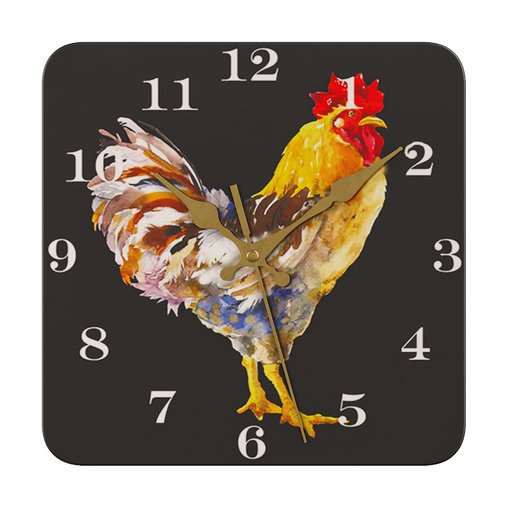 Rooster Nordic Silent Square Wall Clock