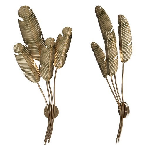 Tropical Brass Multi-Leaf Wall Sconce