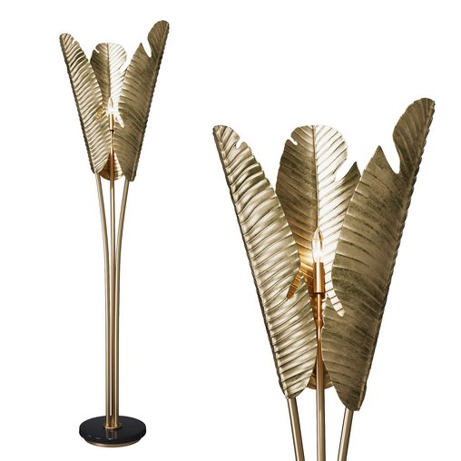 Tropical Large Brass Floor Lamp