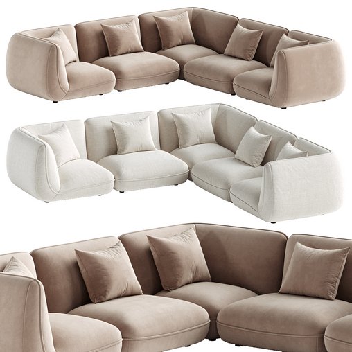 Zeppelin Classic L Modular Sectional 3d model Download  Buy 3dbrute