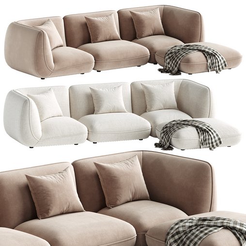 Zeppelin Lounge Modular Sectional 3d model Download  Buy 3dbrute