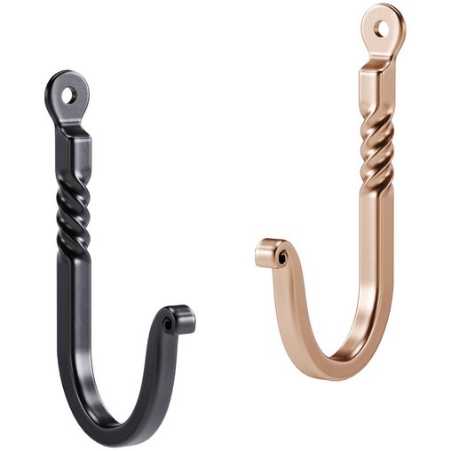 Black Wrought Iron Wall Mount Hooks