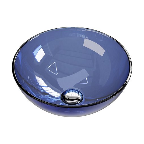 Blue Tempered Glass Vessel Sink