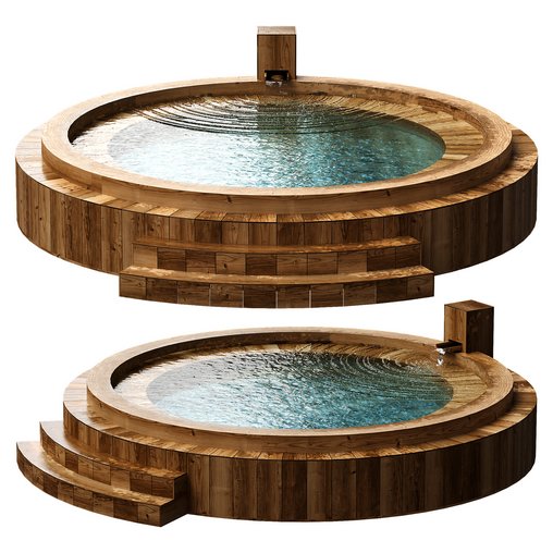 circular wooden pool