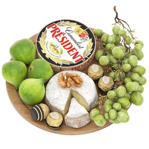 plate of cheese figs and grapes 3d model Download  Buy 3dbrute