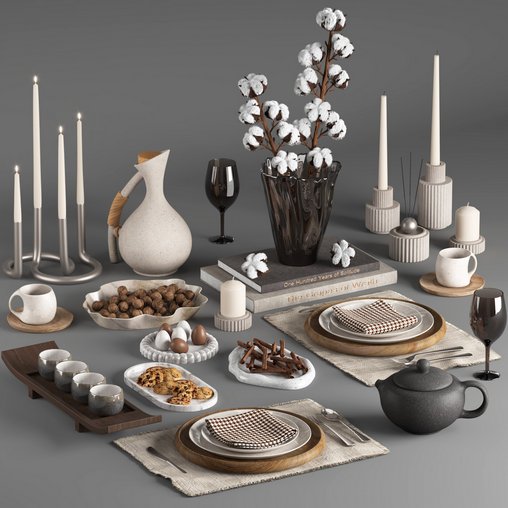 tableware set22 3d model Download  Buy 3dbrute