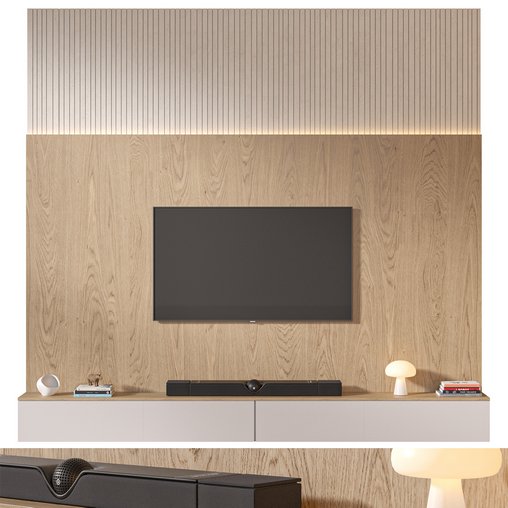 TV wall set 10 3d model Download  Buy 3dbrute