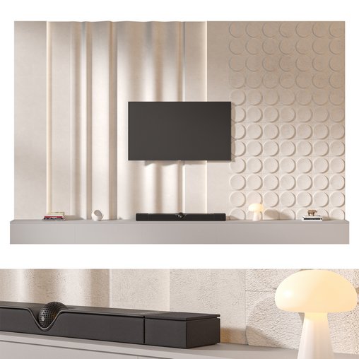 TV wall set 12 3d model Download  Buy 3dbrute