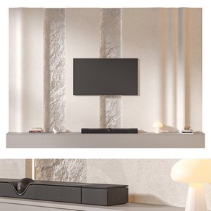 TV wall set 06 3d model Download  Buy 3dbrute