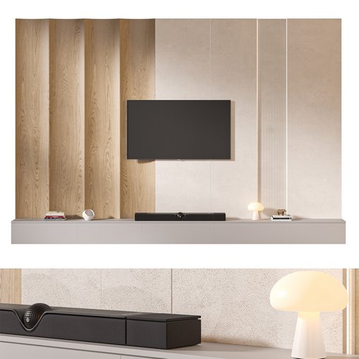 TV wall set 14 3d model Download  Buy 3dbrute