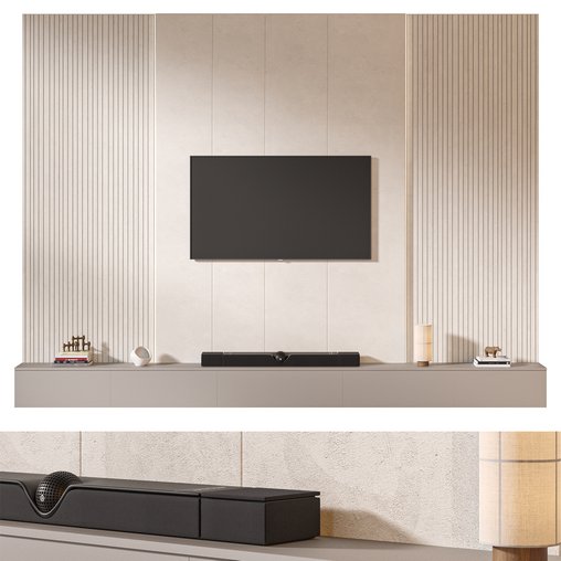 TV wall set 13 3d model Download  Buy 3dbrute