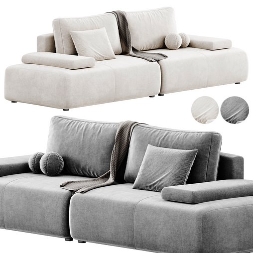 Hank L10 Two Seater Sofa By Weilai Concept 3d model Download  Buy 3dbrute